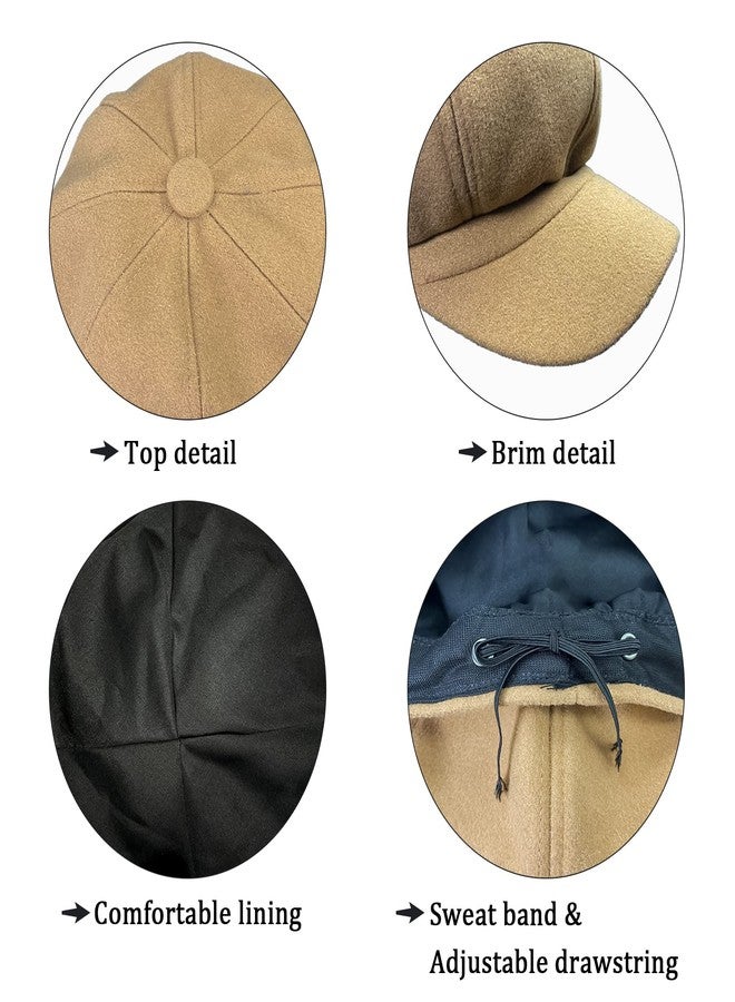 SYAYA Womens Wool Fashion All-Match Autumn Newsboy Hat, Classic Spring Visor Beret, Ladies Winter Felt Retro Cabbie Cap (Black) - Image 5